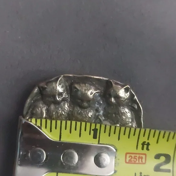 Vintage Silver/Pewter Toned Cats Lightweight Brooch Pin - Picture 13 of 16